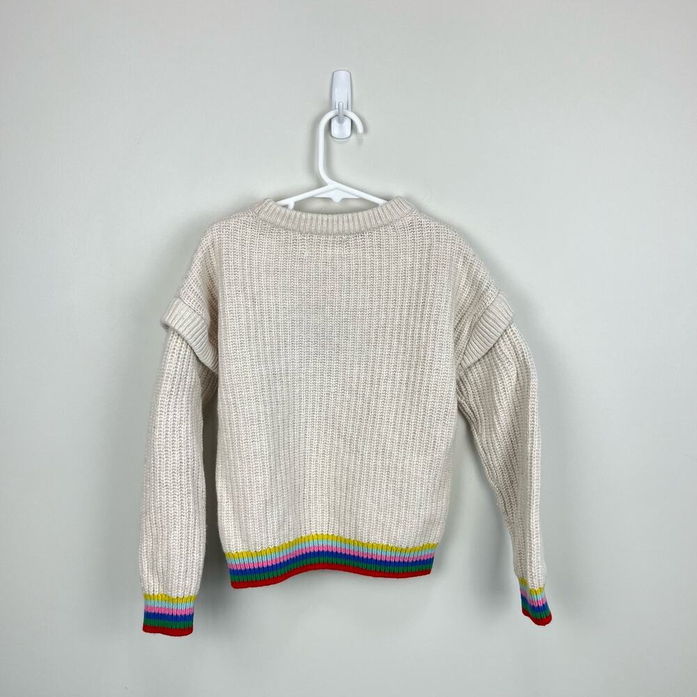Mini Boden Girls Rainbow Rib Sweater Ecru 8-9 - Picture 6 of 9